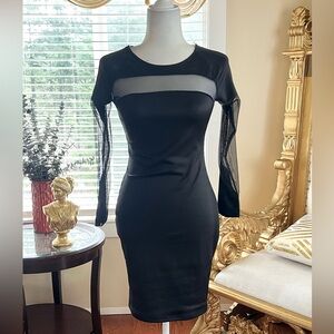 Elegant Black Mesh Panel Dress